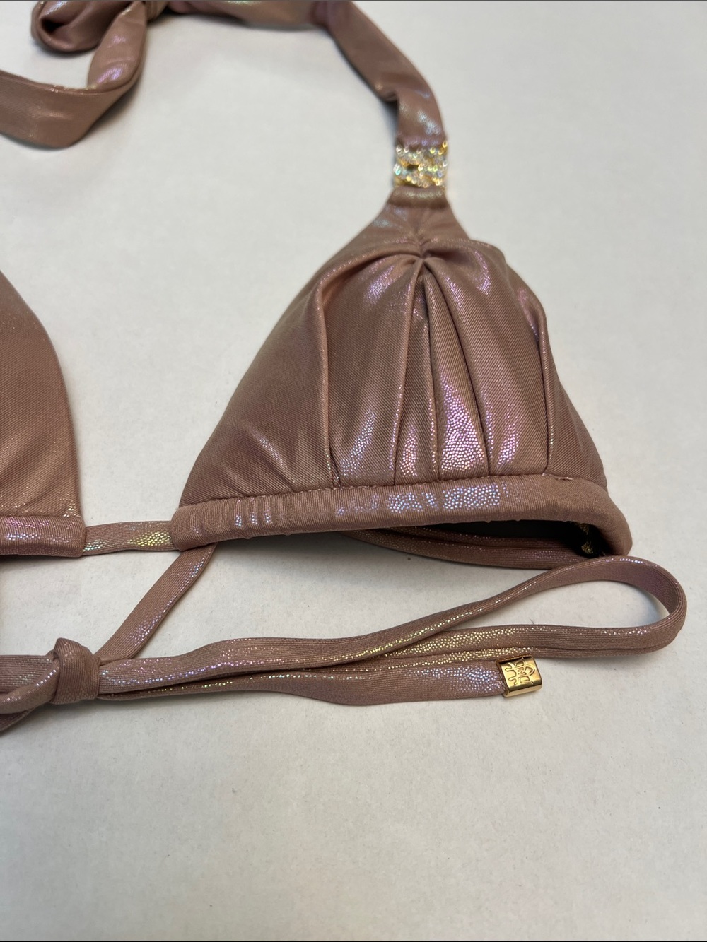 DOLCESSA TAUPE SHINE OPHIDIA METALLIC   BIKINI SET TOP MEDIUM BOTTOMS SMALL - Picture 7 of 15